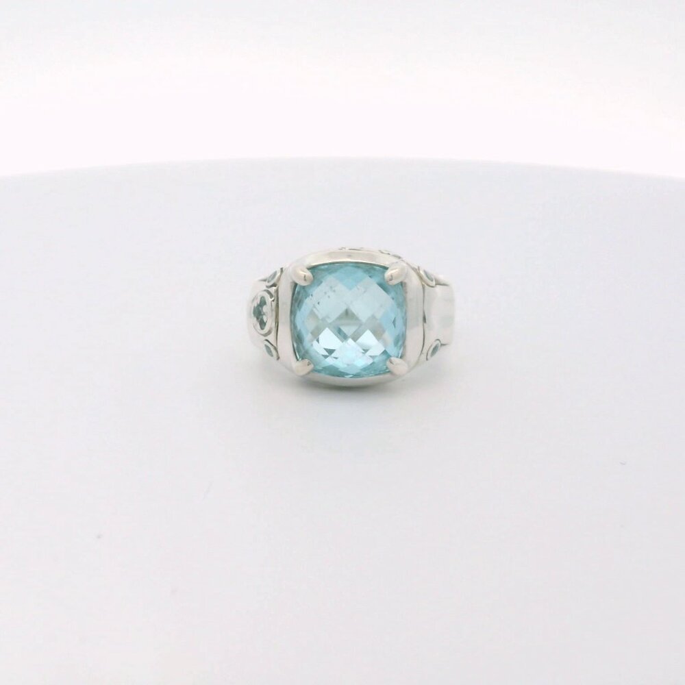 John Hardy Sterling Blue Topaz Bamboo Ring - Size 7.5